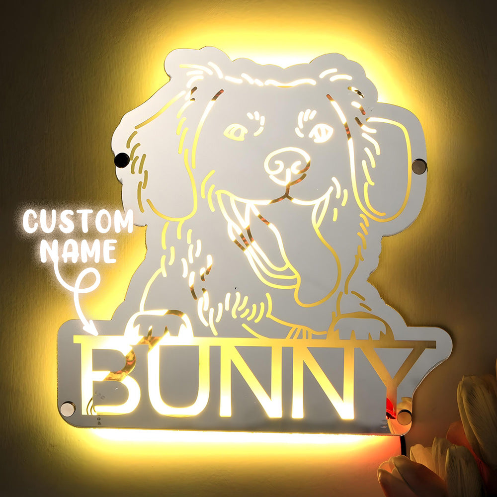 Personalized Dog Photo Name Mirror Light