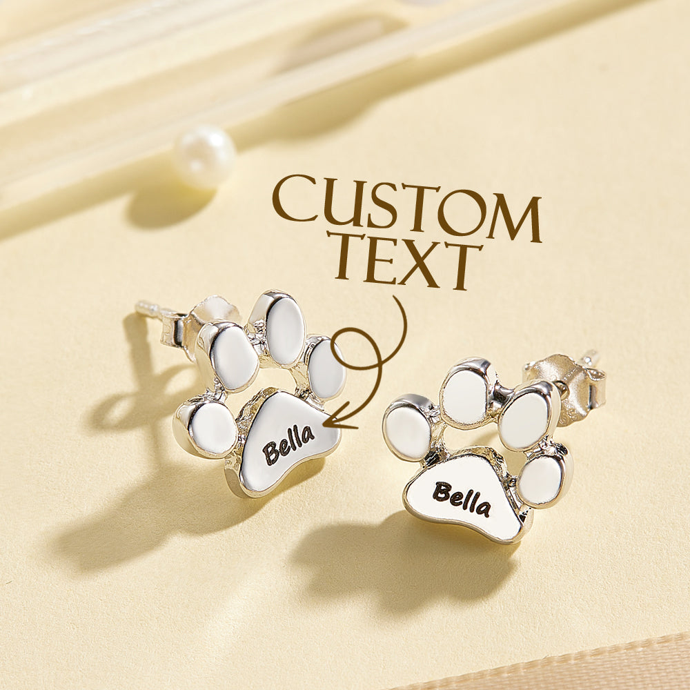 Personalized Dog Paw Print Earrings