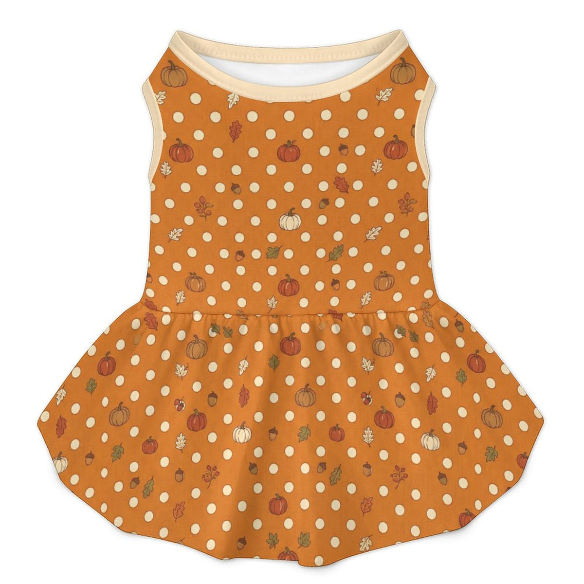 Autumn Pumpkin Polka Dot Large Dog Ruffle Dog Dress