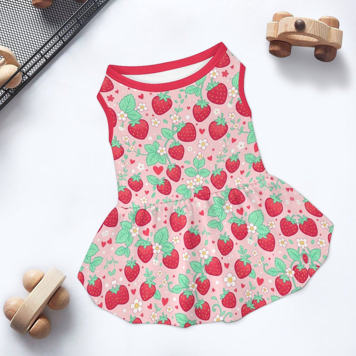 Sweet Strawberry Large Dog Ruffle Dog Dress