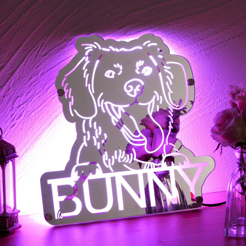 Personalized Dog Photo Name Mirror Light