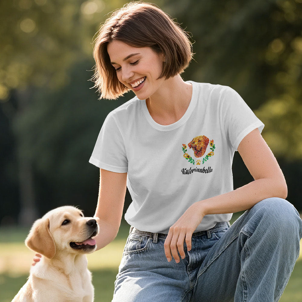 Custom Embroidered-Style Pet T-Shirt – Personalized Dog Lover Gift