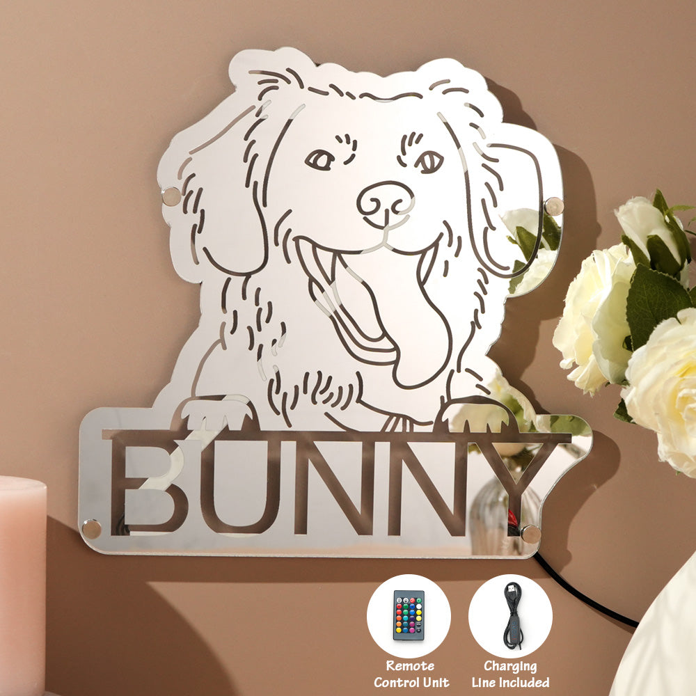 Personalized Dog Photo Name Mirror Light