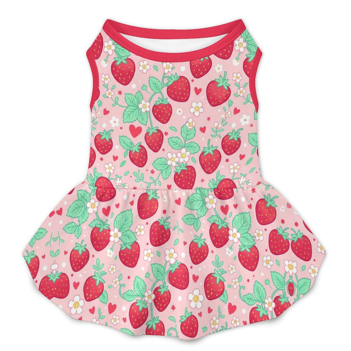 Sweet Strawberry Small Dog Ruffle Dog Dress