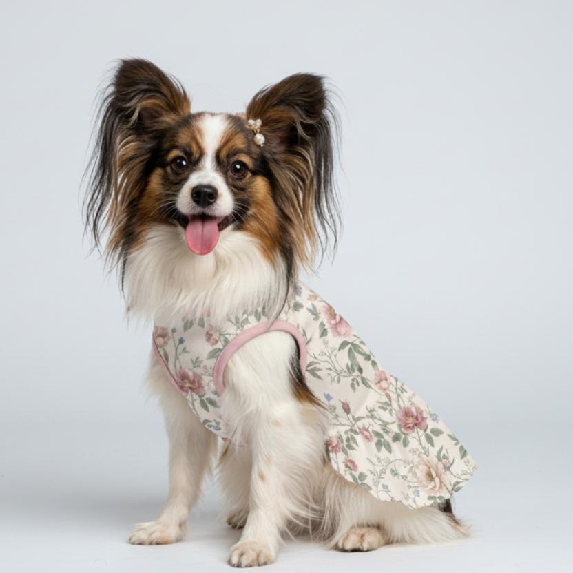 Vintage Rose Floral Small Dog Ruffle Dog Dress