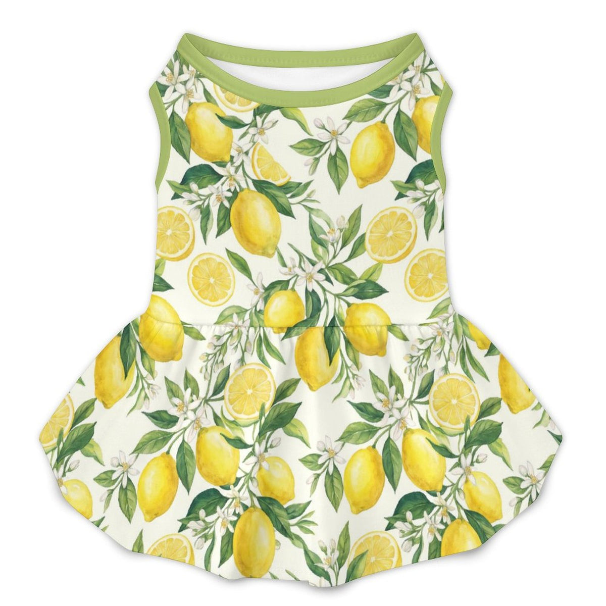 Mediterranean Lemon Blossom Small Dog Ruffle Dog Dress