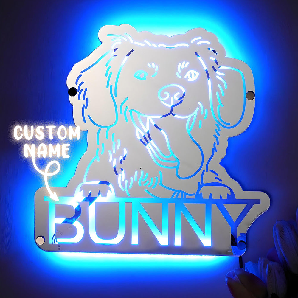 Personalized Dog Photo Name Mirror Light