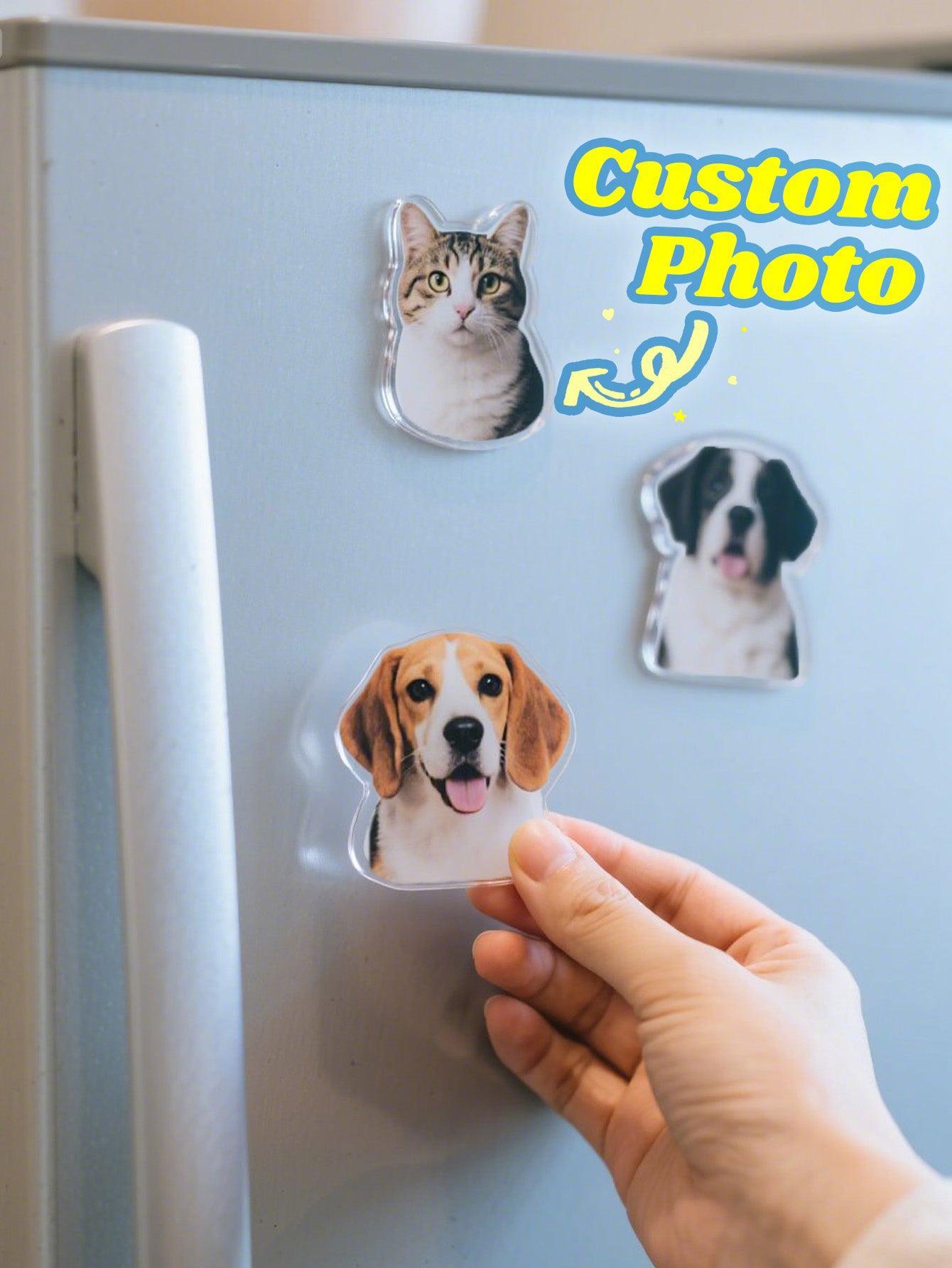 Personalized Dog Photo Fridge Magnet – Custom Irregular Acrylic Design