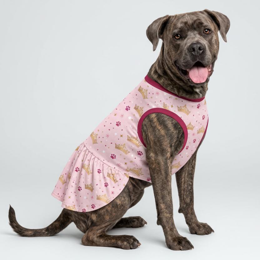 Princess Crown Paw Large Dog Ruffle Dog Dress