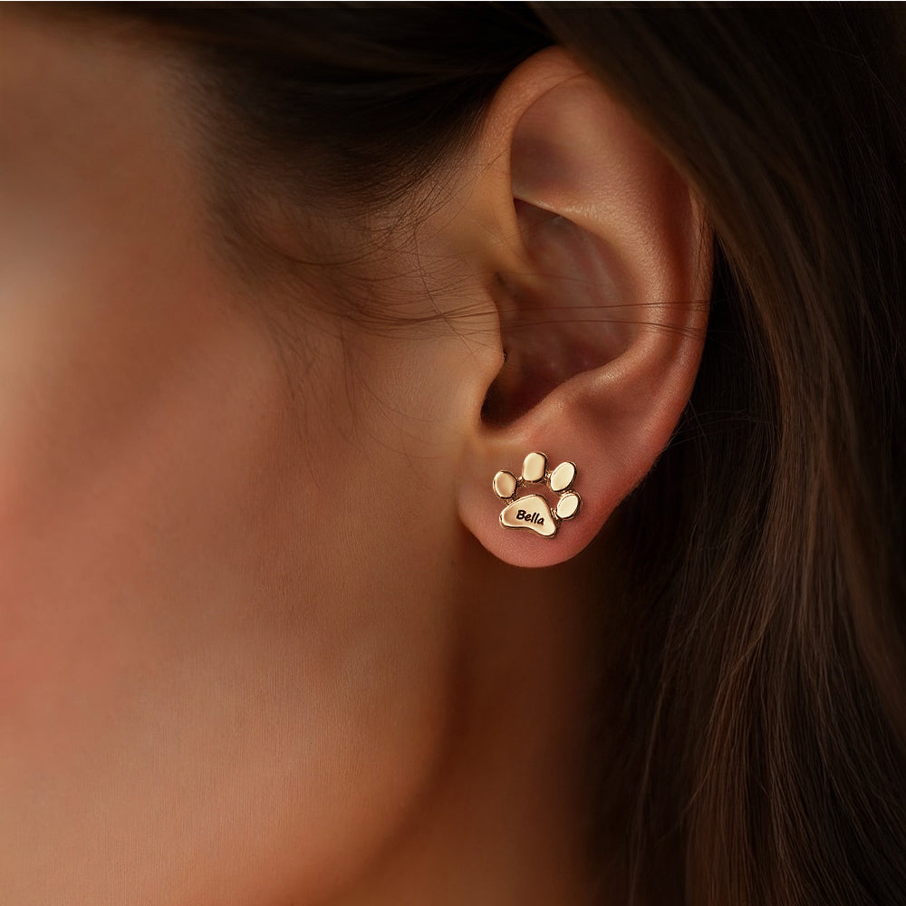 Personalized Dog Paw Print Earrings