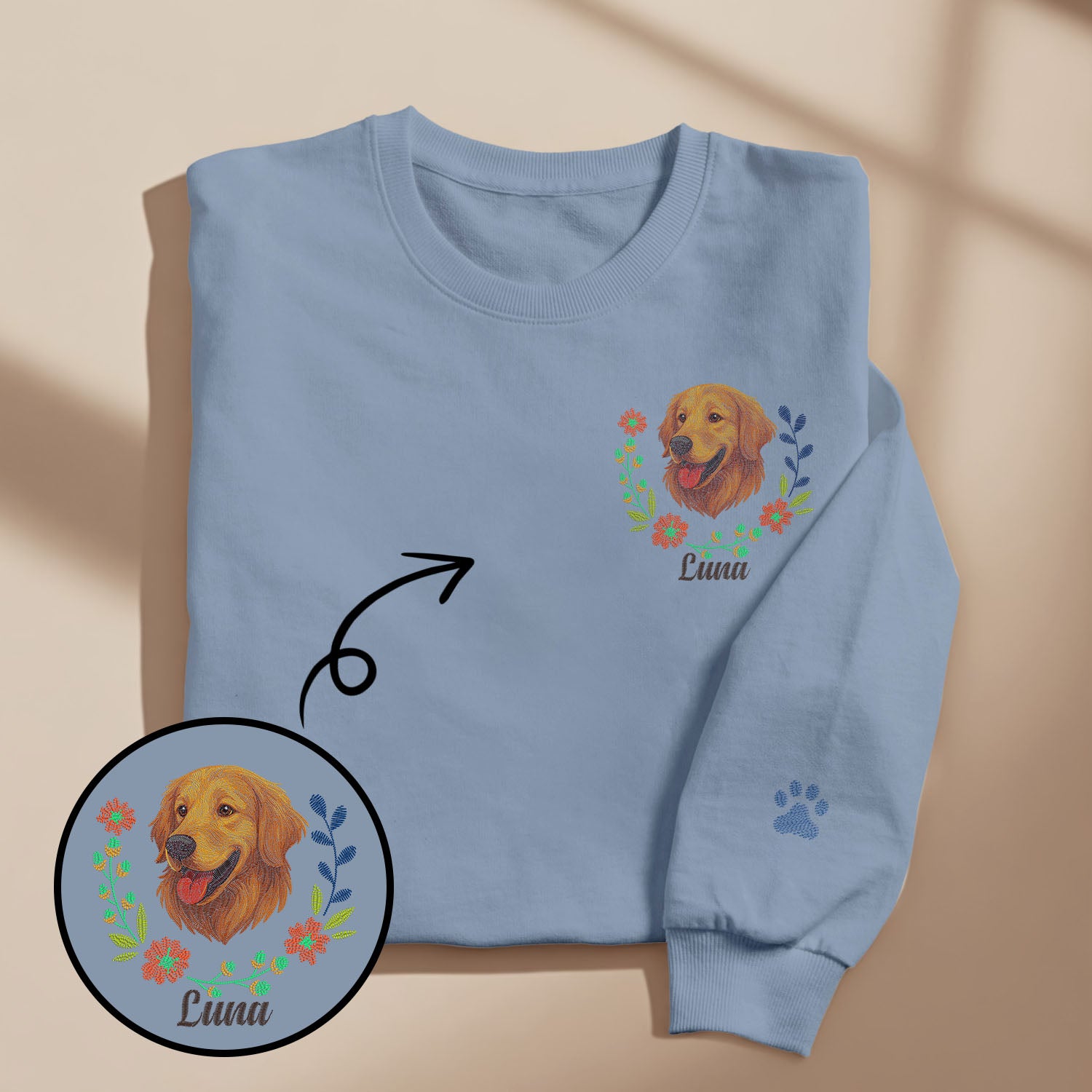 Custom Embroidered-Style Dog Sweatshirt