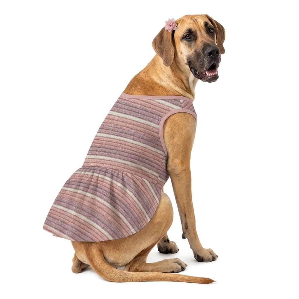 Vintage Stripe Large Dog Ruffle Dog Dress
