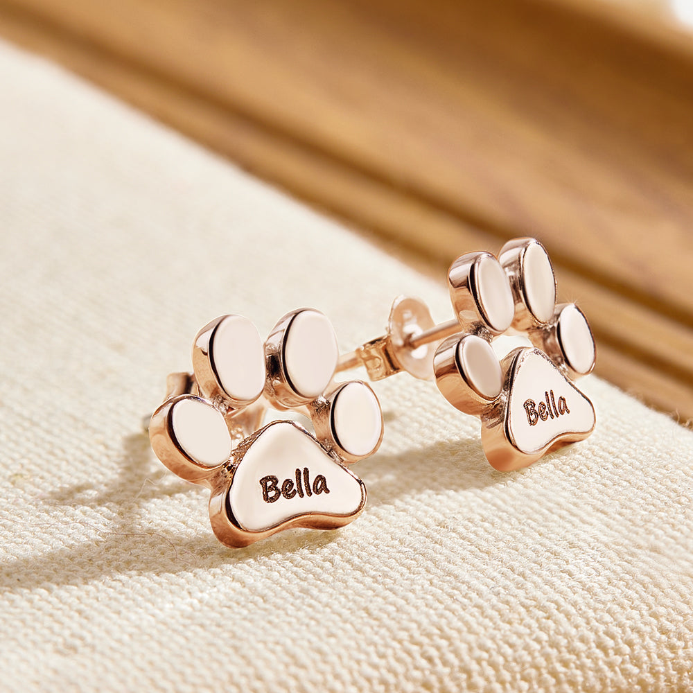 Personalized Dog Paw Print Earrings