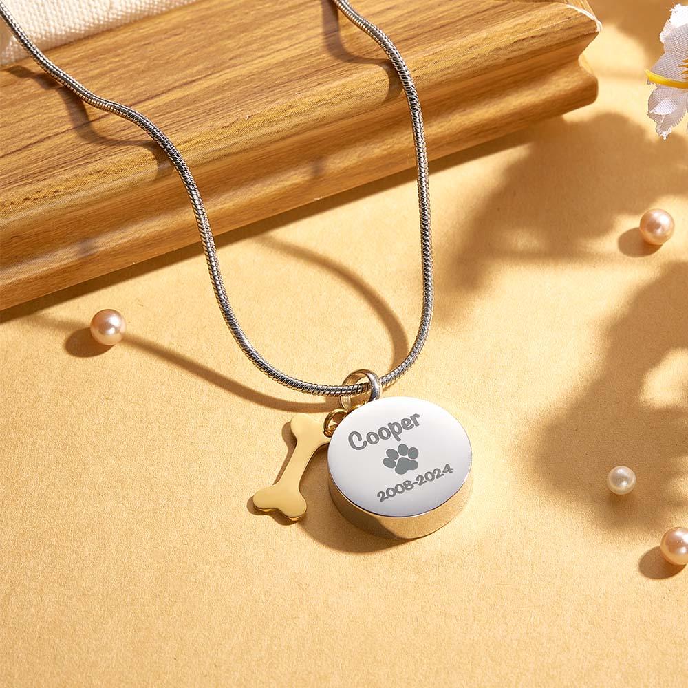 Personalized Engraved Dog Ashes Necklace