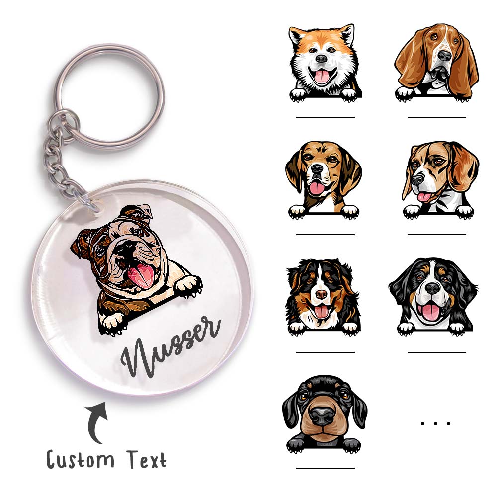 Personalized Acrylic Dog Keychain – Custom Cartoon Pet Gift