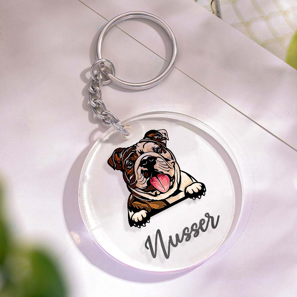 Personalized Acrylic Dog Keychain – Custom Cartoon Pet Gift