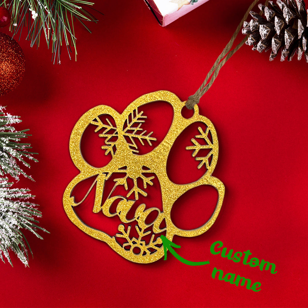 Personalized Dog Paw Ornament – Custom Wooden Keepsake for Christmas