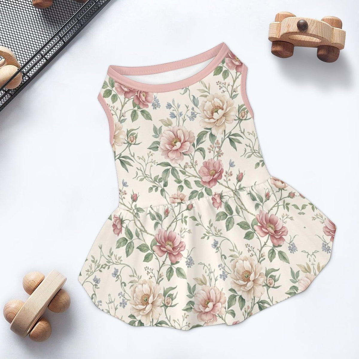 Vintage Rose Floral Small Dog Ruffle Dog Dress