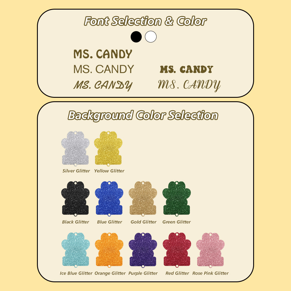 Personalized Dog Paw Glitter ID Badge Lanyard
