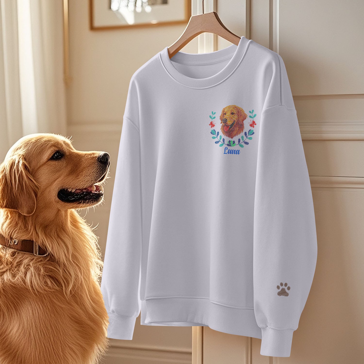 Custom Embroidered-Style Dog Sweatshirt