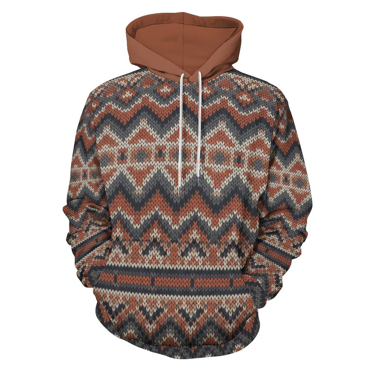 Rustic Nordic Knit Matching Human Hoodie for Dog Owners