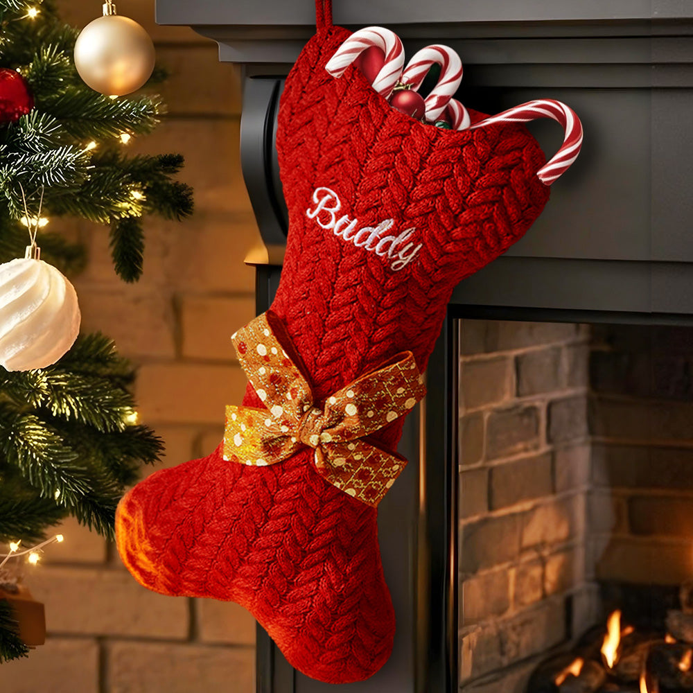 Personalized Dog Bone Christmas Stocking – Custom Holiday Gift for Pets