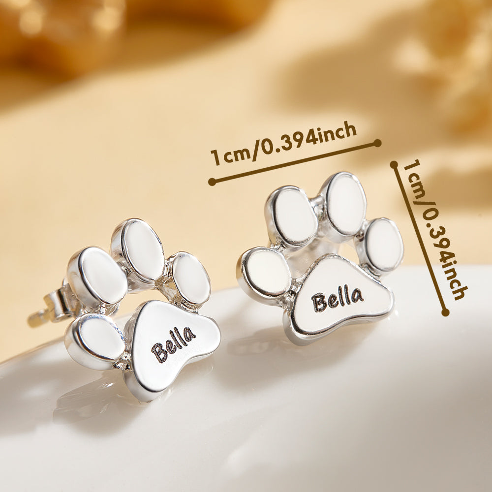 Personalized Dog Paw Print Earrings