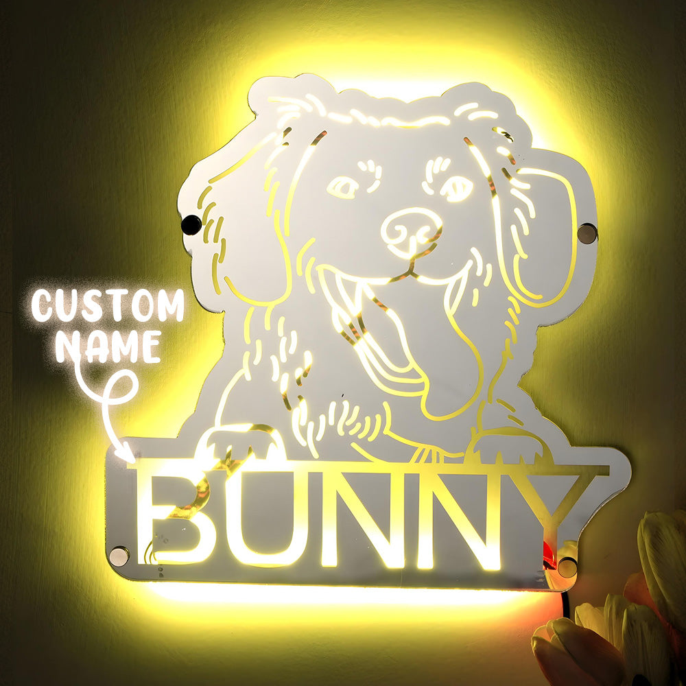 Personalized Dog Photo Name Mirror Light