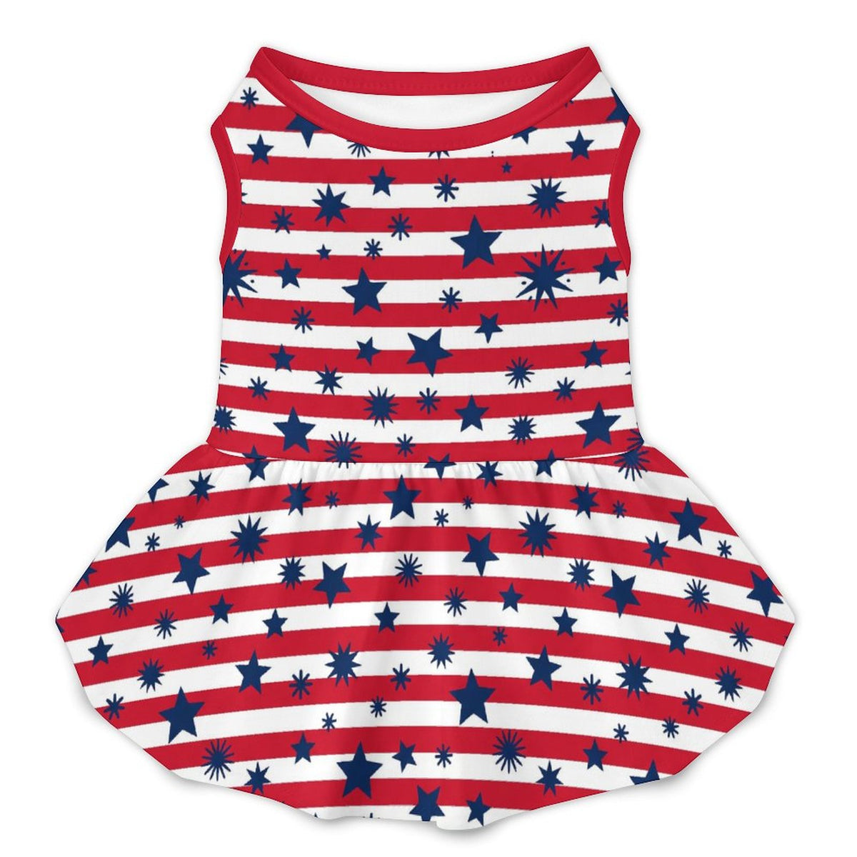 Patriotic Stars and Stripes Small Dog Ruffle Dog Dress