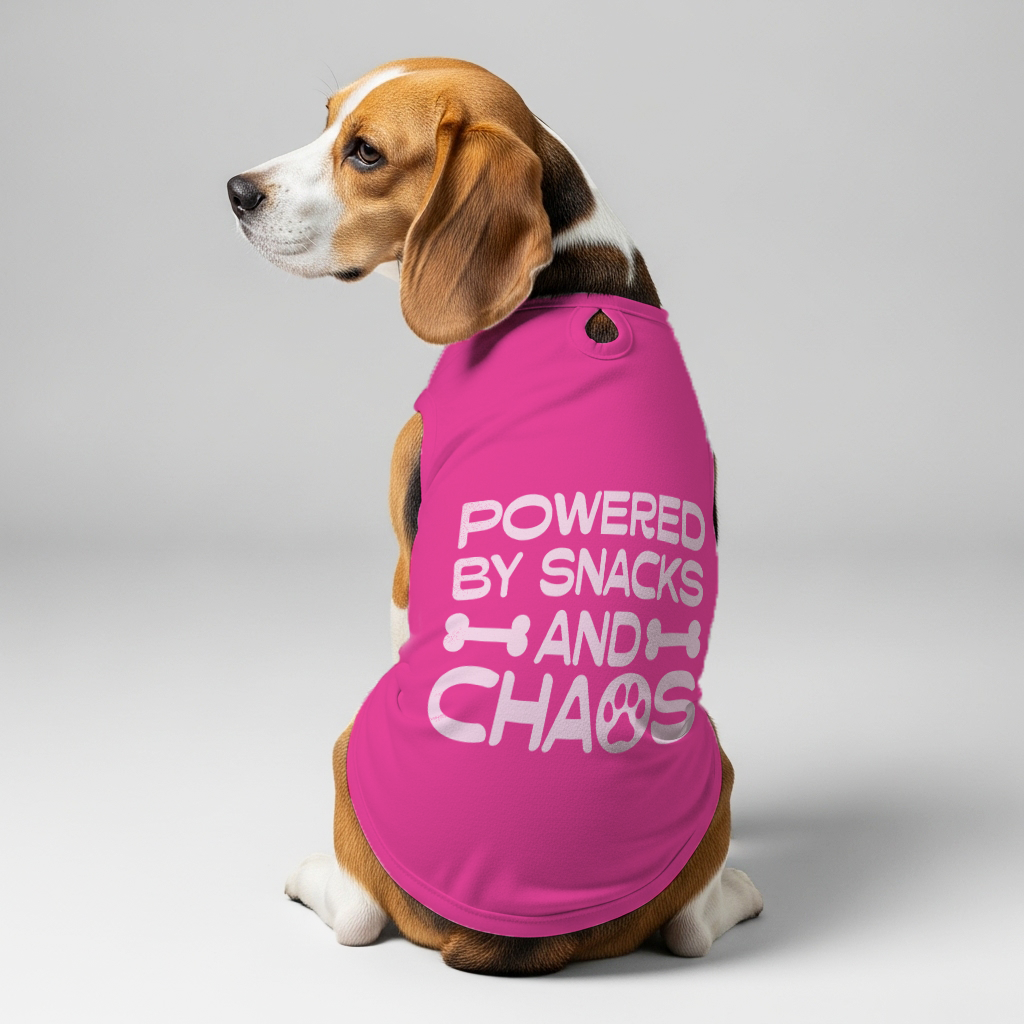 Powered by snacks and chaos – Dog Shirt