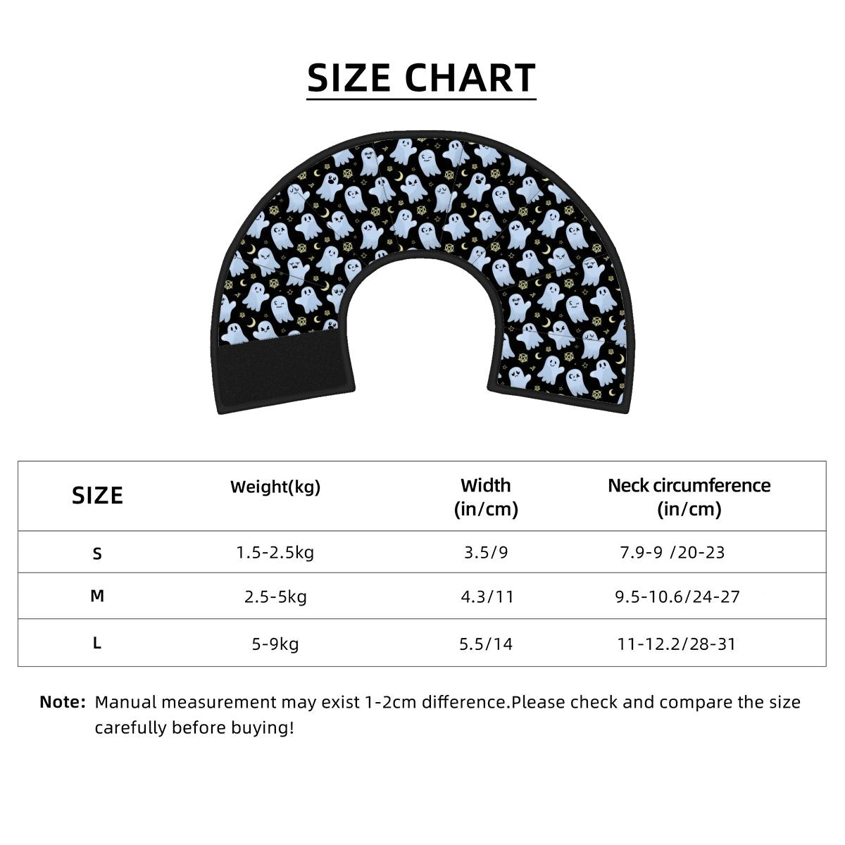 'Biscuit' Soft Dog Cone size chart