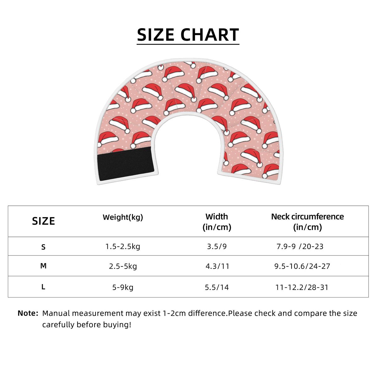 Buddy' soft cone for dogs​ size chart