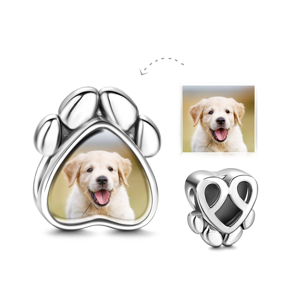 Personalized Photo Charm – Custom Silver Bead for Bracelets