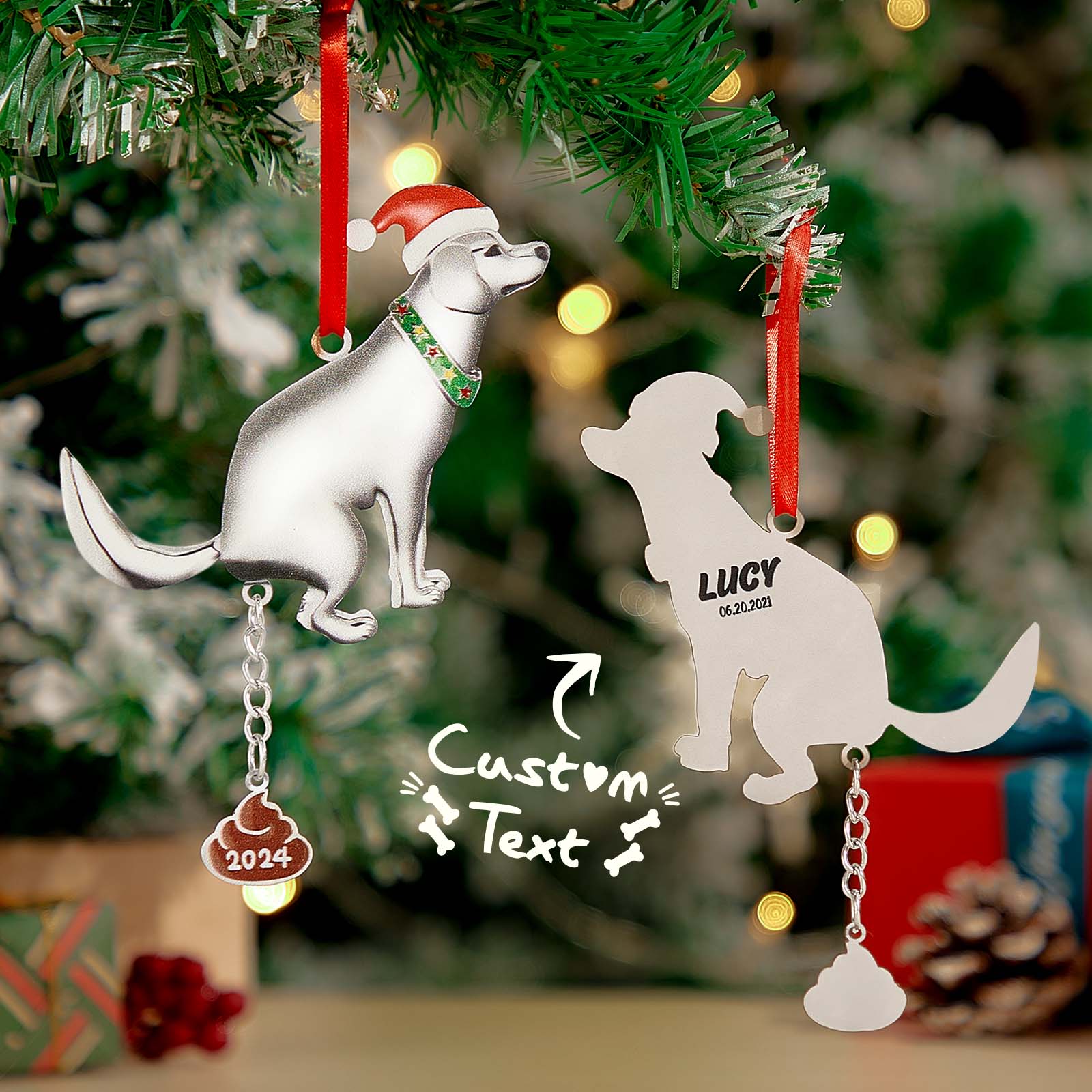 Dog Pooping Christmas Ornament – Funny Holiday Gift for Dog Lovers
