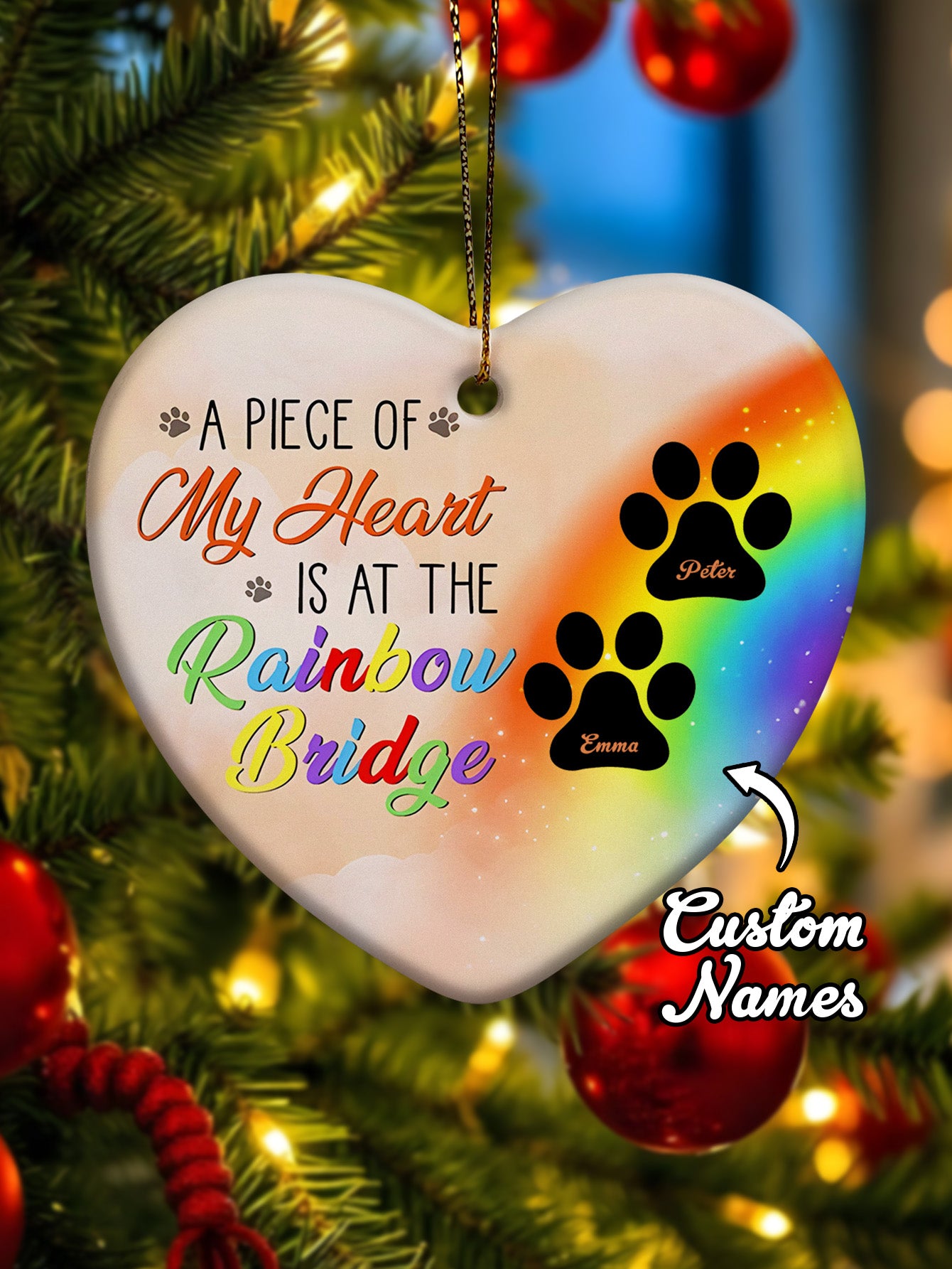 Personalized Dog Heart Memorial Ornament