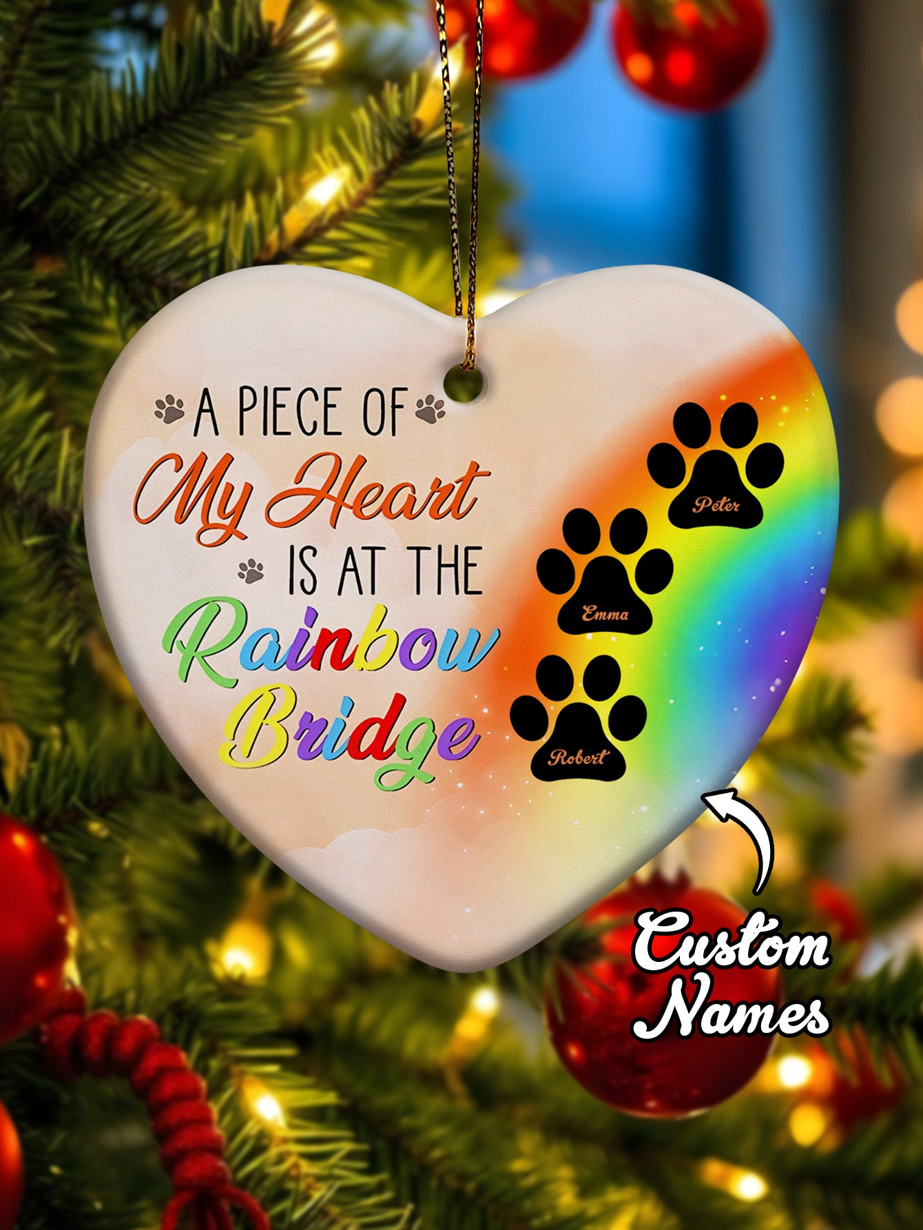 Personalized Dog Heart Memorial Ornament