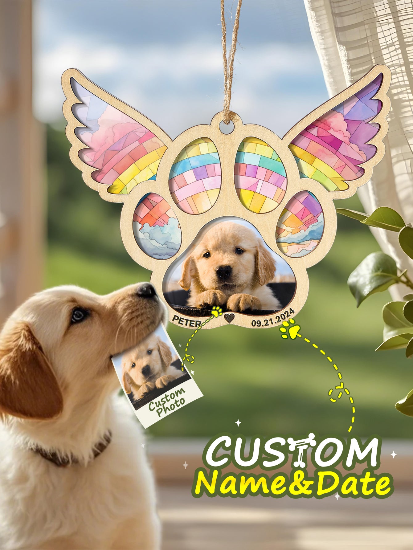 Personalized Dog Memorial Suncatcher Ornament