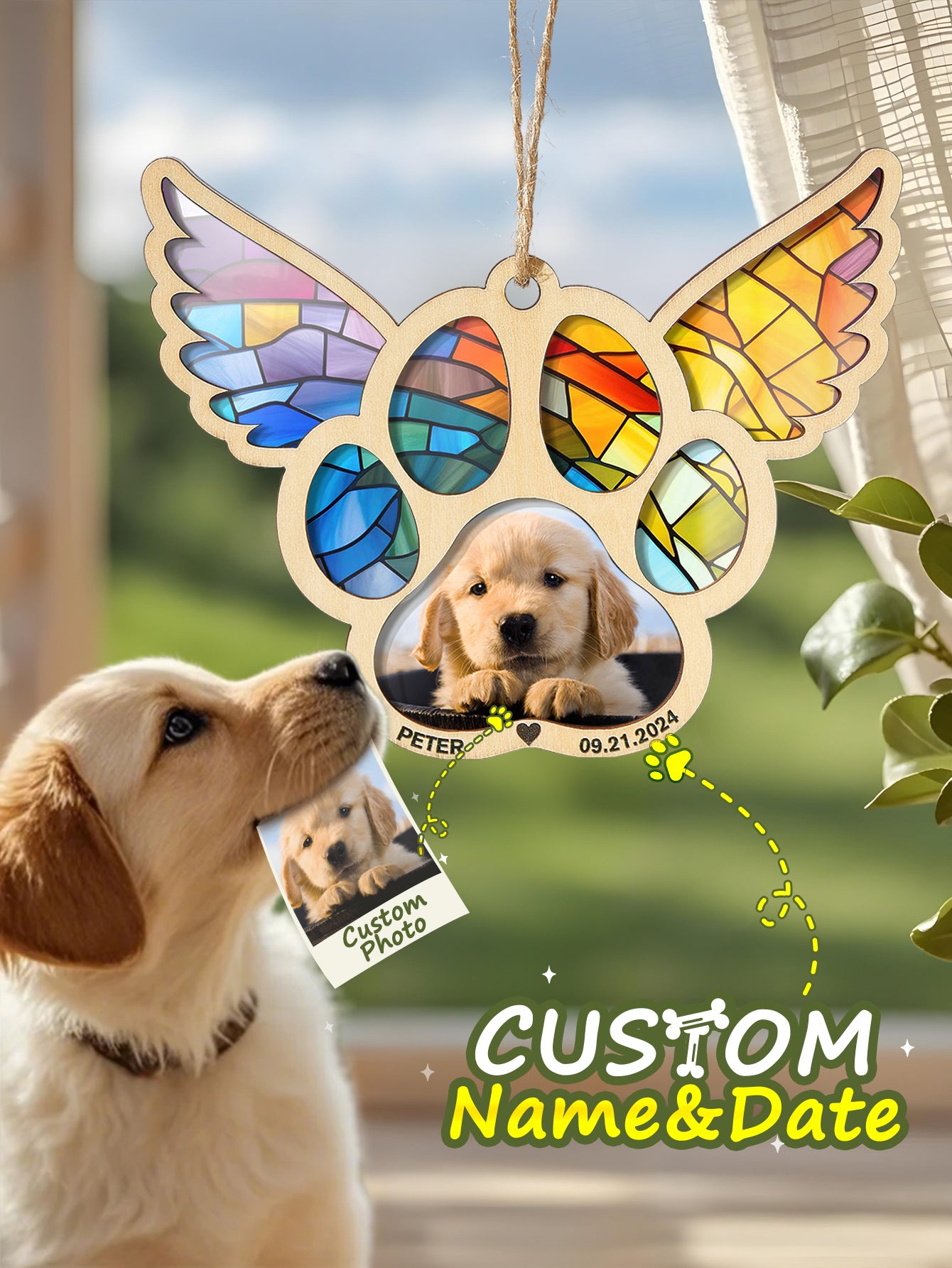 Personalized Dog Memorial Suncatcher Ornament