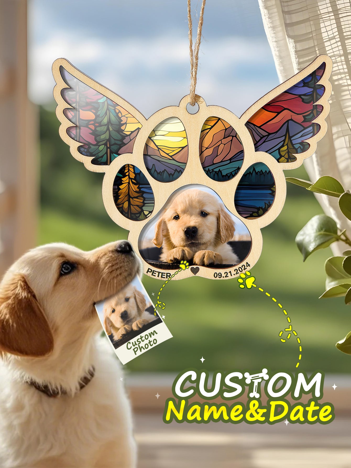 Personalized Dog Memorial Suncatcher Ornament