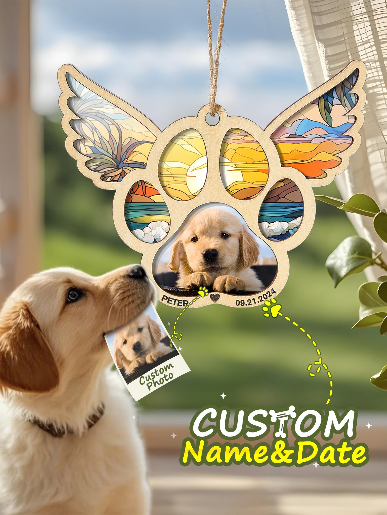 Personalized Dog Memorial Suncatcher Ornament