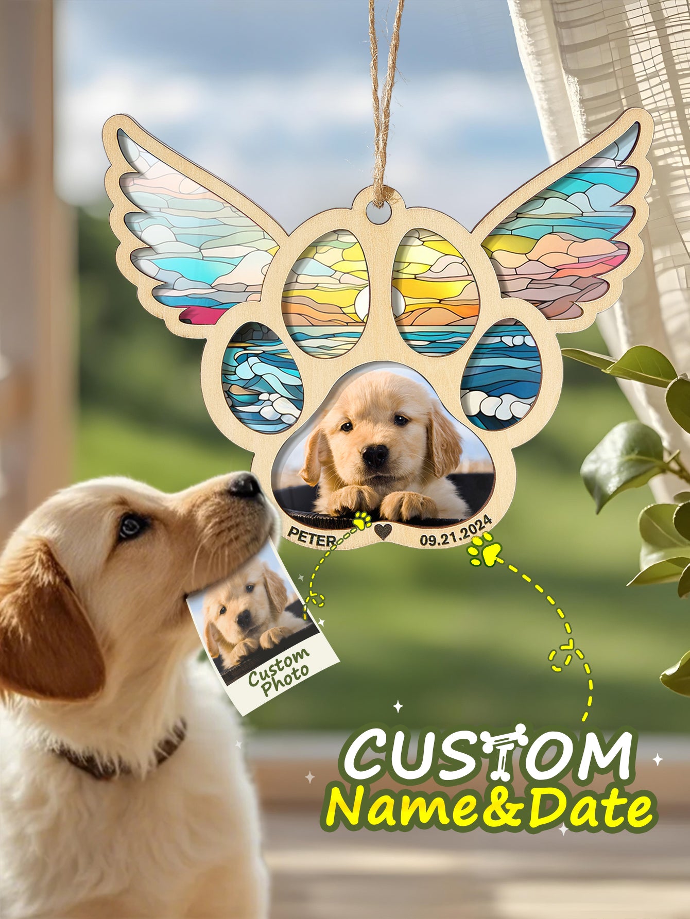 Personalized Dog Memorial Suncatcher Ornament