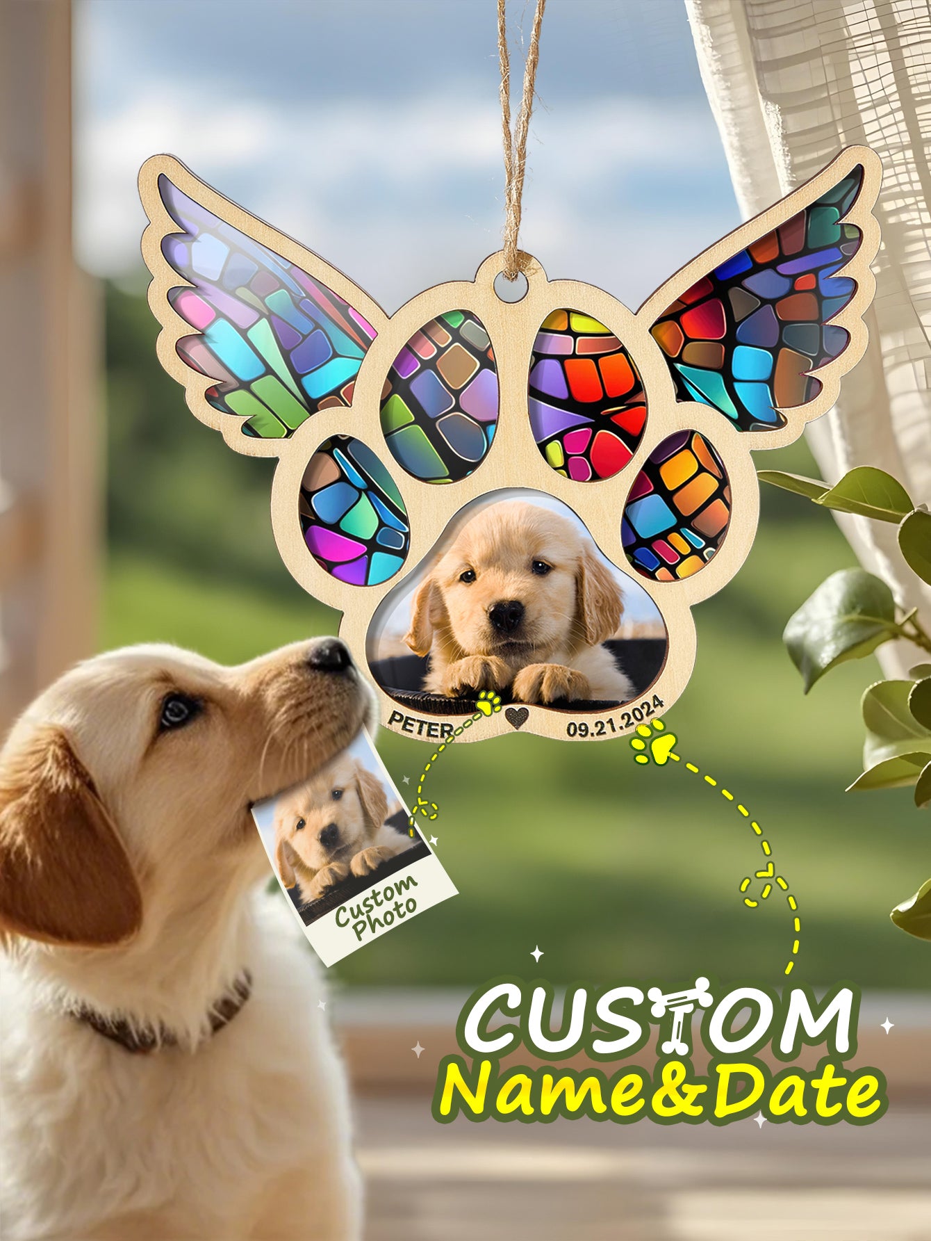 Personalized Dog Memorial Suncatcher Ornament