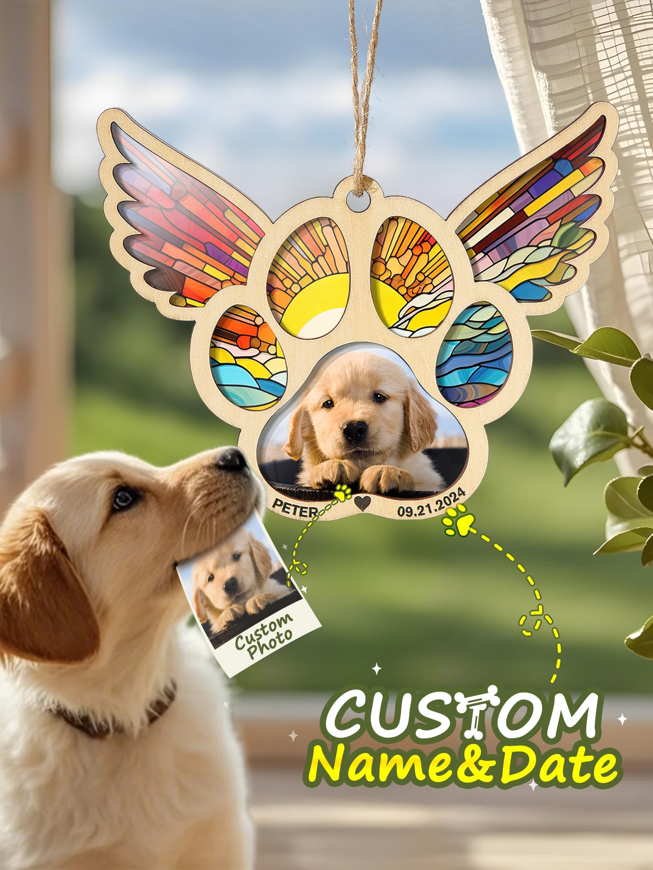 Personalized Dog Memorial Suncatcher Ornament