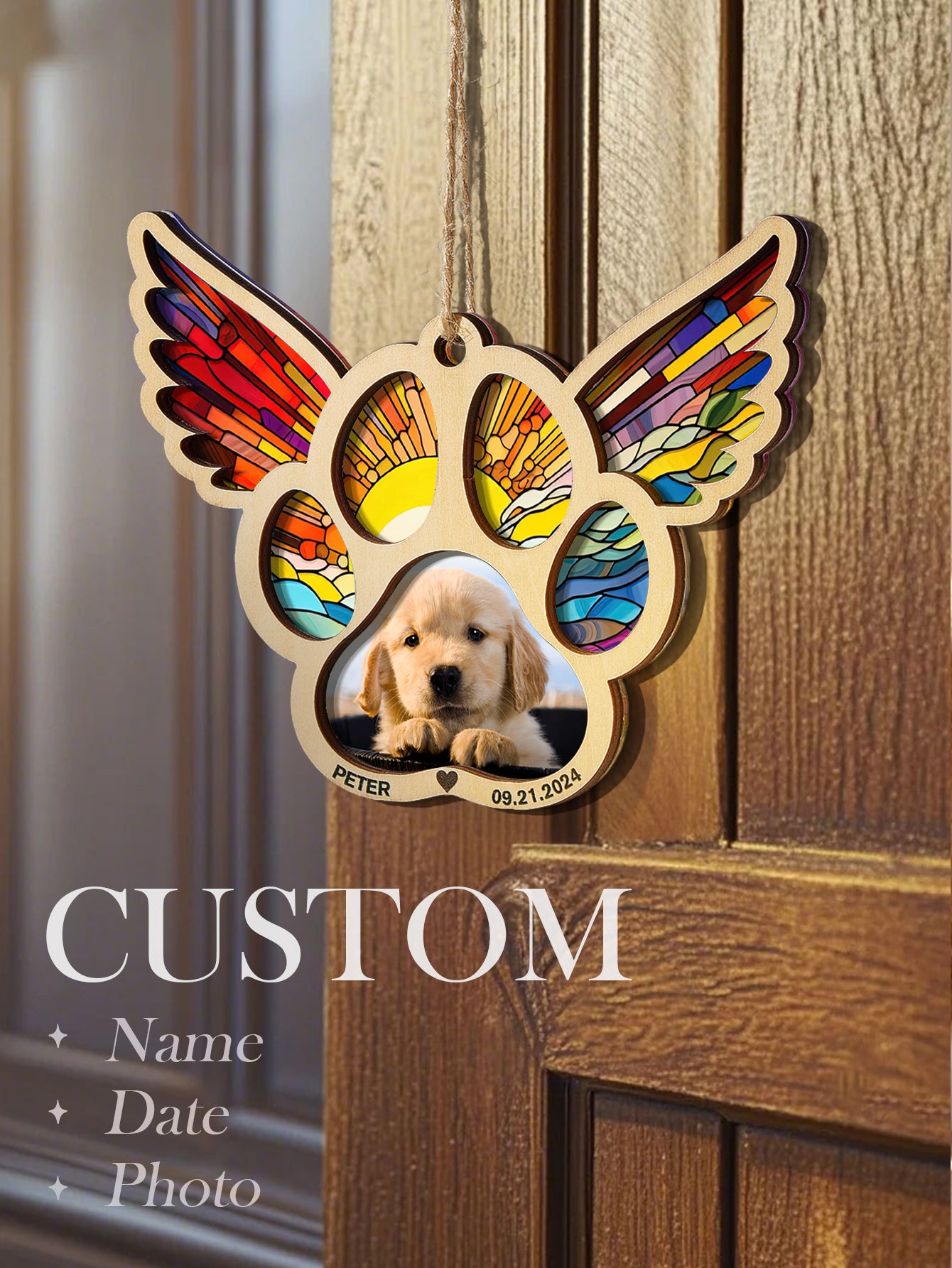 Personalized Dog Memorial Suncatcher Ornament