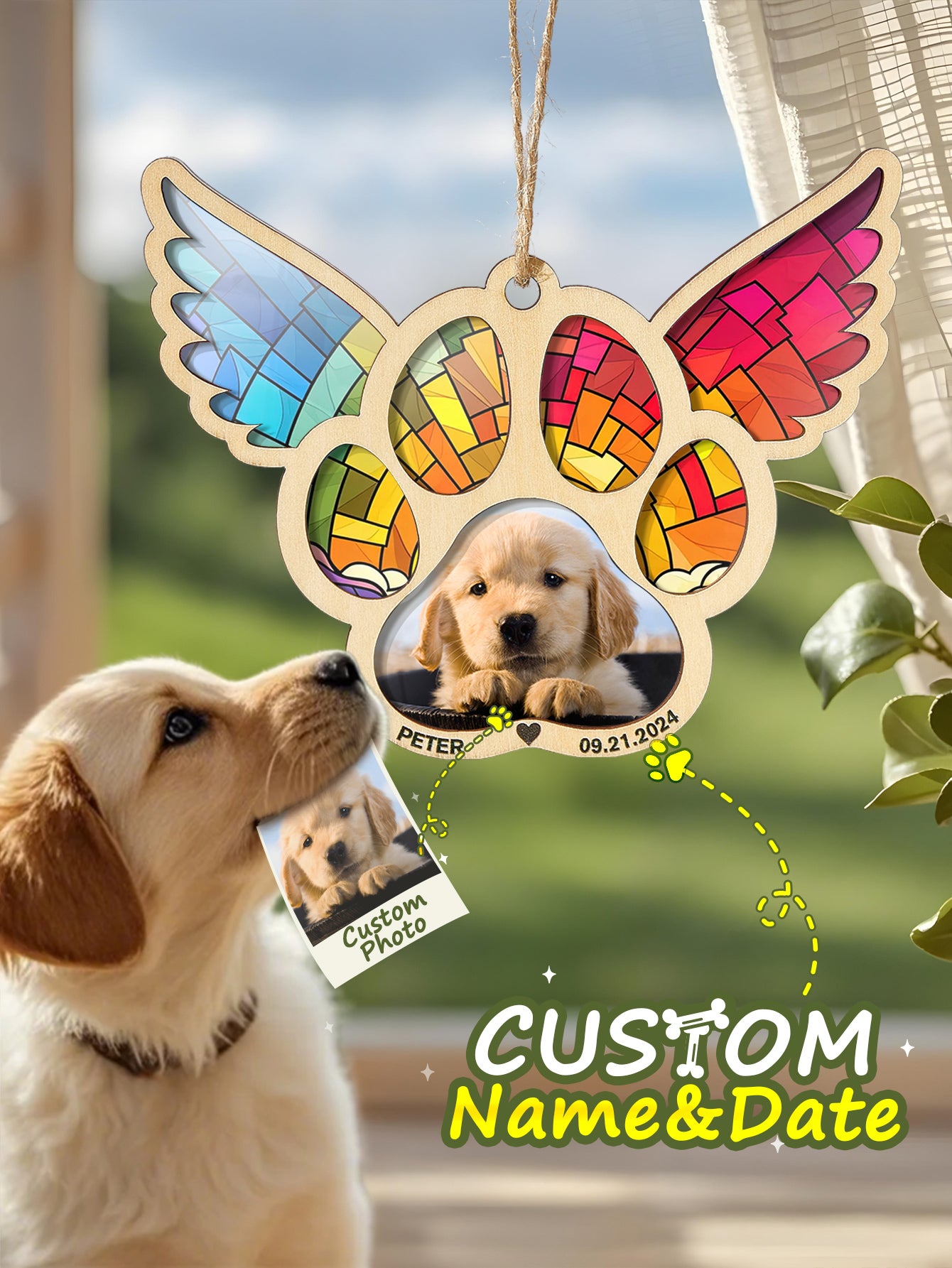 Personalized Dog Memorial Suncatcher Ornament