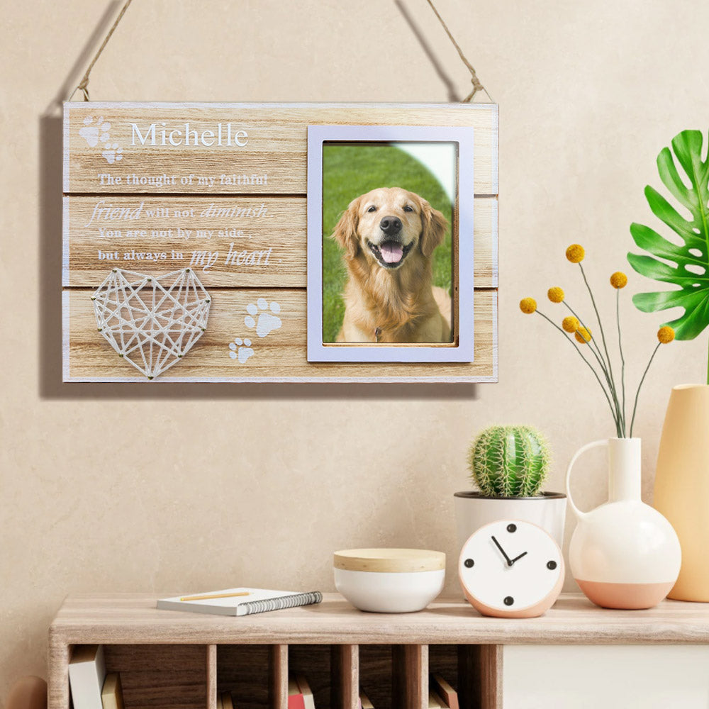 Engraved Wooden Heart Photo Frame – Personalized Dog Lover Gift