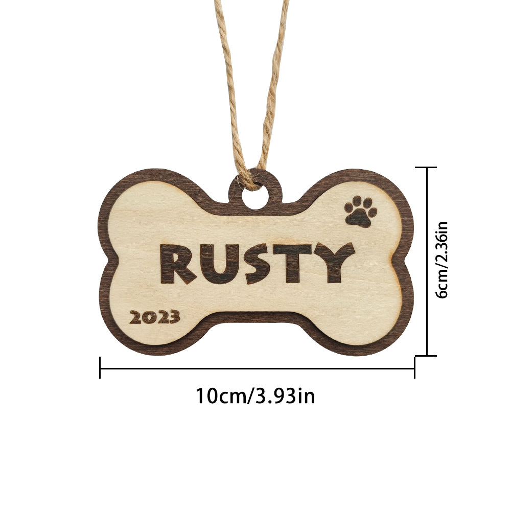 Personalized Dog Bone Christmas Ornament – Custom Wooden Pet Gift