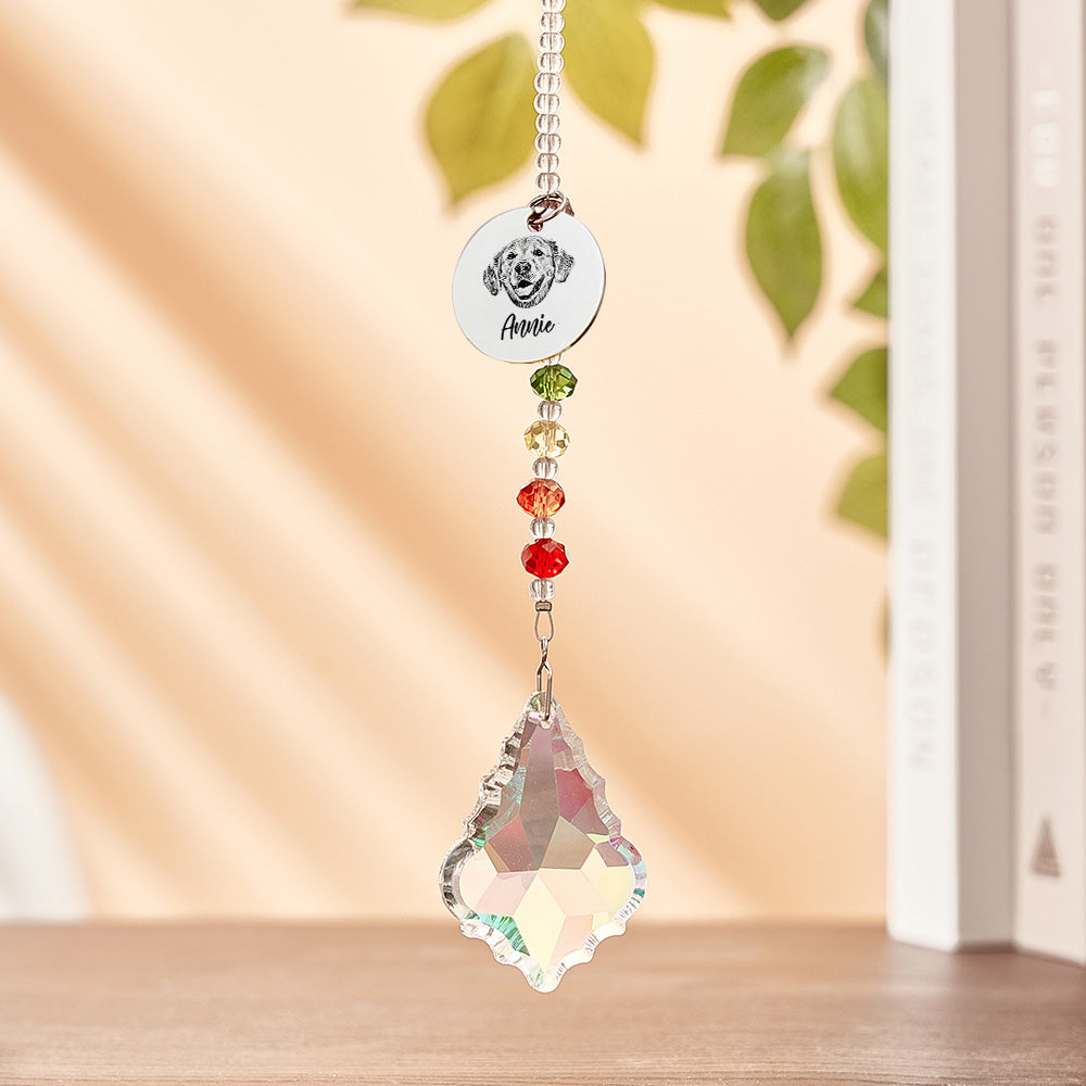 Custom Rainbow Dog Memorial Suncatcher – Crystal Sympathy Gift for Dog Lovers