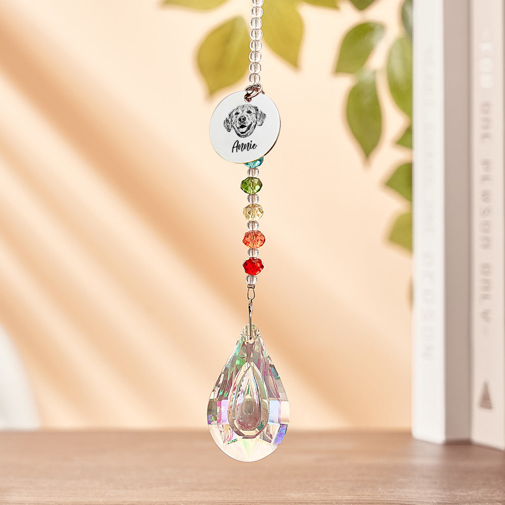 Custom Rainbow Dog Memorial Suncatcher – Crystal Sympathy Gift for Dog Lovers