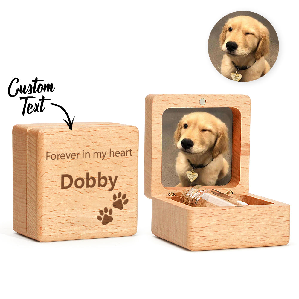 Personalized Dog Fur Wooden Keepsake Box – Memorial Gift for Dog Lovers